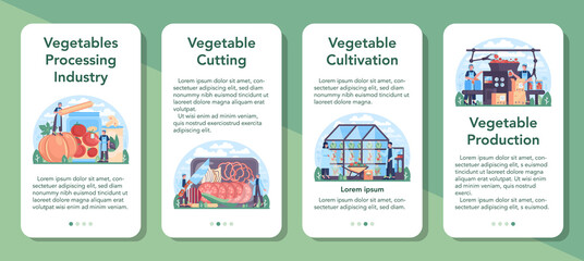Vegetables farming industry mobile application banner set