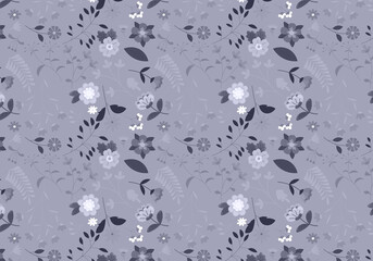 Abstract flat hand draw floral pattern background. Vector.