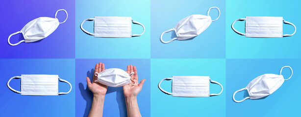 Surgical masks with Covid-19 concept