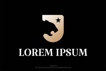 Initial Letter J for Jaguar Tiger Leopard Panther Logo Design © AFstudio87