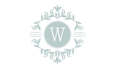 An elegant logo or monogram template with the letter W. An elegant luxurious letter symbol for cosmetics, royal and jewelry brands. Vector illustration