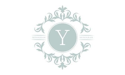 An elegant logo or monogram template with the letter Y. An elegant luxurious letter symbol for cosmetics, royal and jewelry brands. Vector illustration