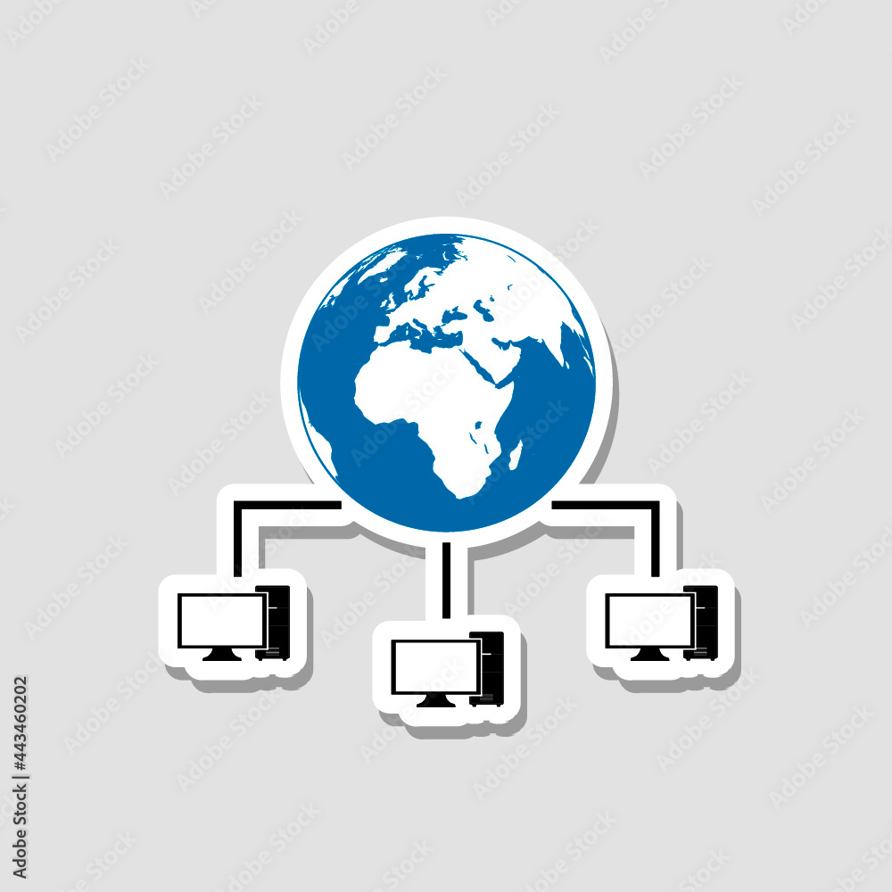 Poster computer networking icon isolated on gray background
