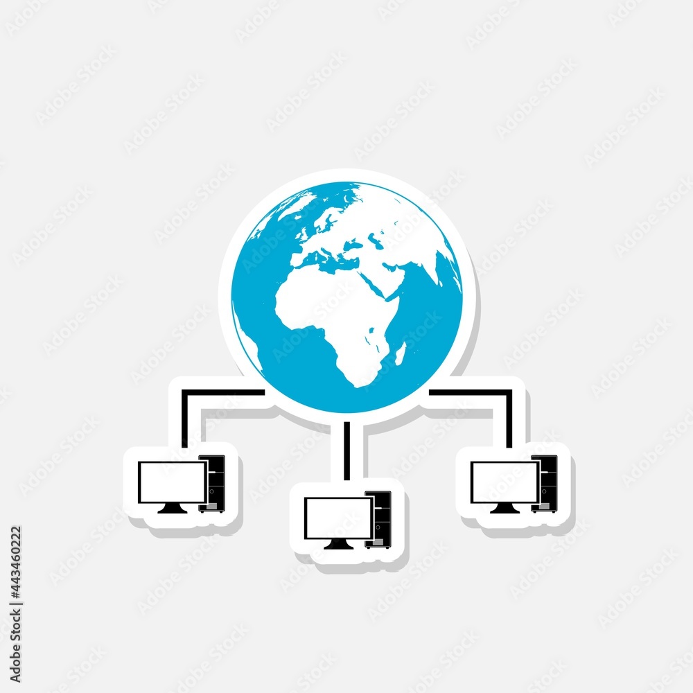 Poster computer networking icon isolated on gray background
