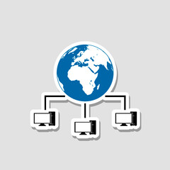Fototapeta premium Computer networking icon isolated on gray background