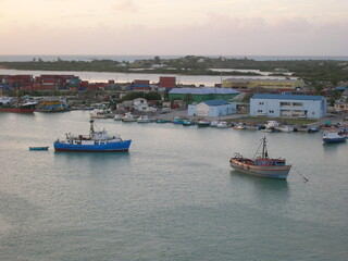 fishing boats in Caribbean harbor