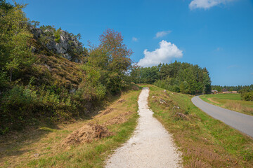Fototapeta na wymiar hiking path around Grosser Pfahlriegel near Viechtach, tourist destination lower bavaria