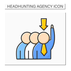 Candidate sourcing color icon. Talent acquisition. Engagement of skilled worker candidates. Recruiters or talent scouts.Headhunting agency concept. Isolated vector illustration