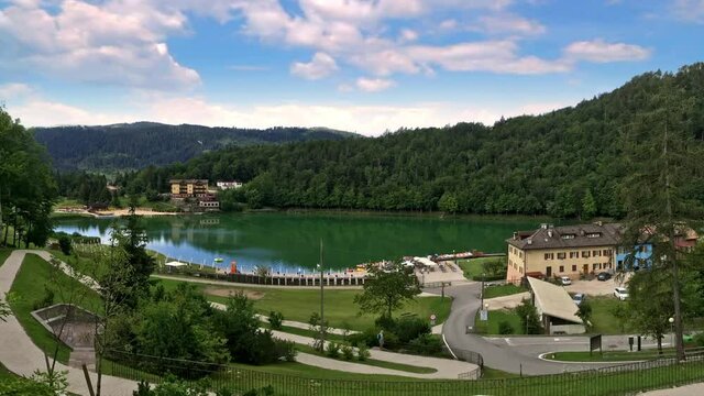 A view of Lavarone lake, the Dolomites, Italy