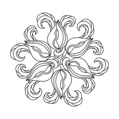 Coloring book, mandala, abstract elements, flower pattern . For adults and older children.