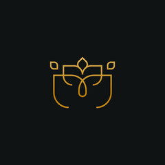 golden abstrac leaf luxury logo design