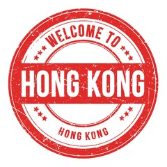 WELCOME TO HONG KONG - HONG KONG, words written on red stamp