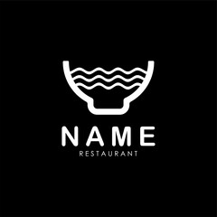 simple noodle and bowl for restaurant logo design template