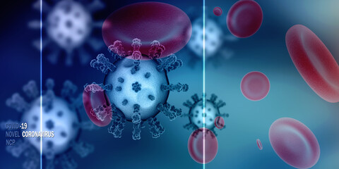 3d rendering Virus bacteria cells background
