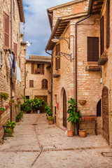 Spello charming historic center lane in Umbria