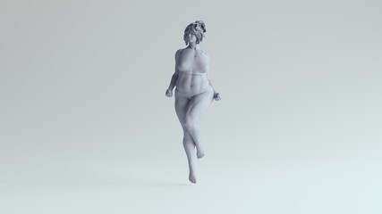 Beautiful Body Positivity Woman Plus Size Strong Female Thick Strong Superhero Pose Made Out of Sticky Blue Plastic Front View 3d illustration render