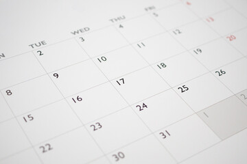calendar page date background business planning appointment meeting concept