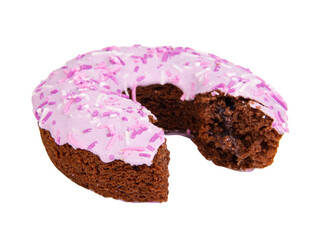 Purple eaten glazed donuts isolated on the white background
