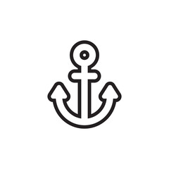 Simple Flat Anchor Icon Illustration Design, Silhouette of Anchor Symbol with Outlined Style Template Vector