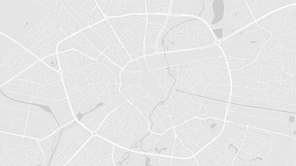 White and light grey Eindhoven City area vector background map, streets and water cartography illustration.