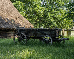 An old wooden carriage. 