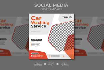 Promotional social media marketing template | Car washing service Instagram template design