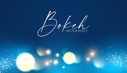 Abstract blue background with bokeh effect and lights.