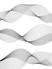 Design elements. Wave of many gray lines. Abstract wavy stripes on white background isolated. Creative line art. Vector illustration EPS 10. Colourful shiny waves with lines created using Blend Tool.