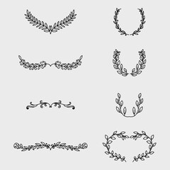 Floral ornamental doodle dividers, vintage set  ,hand drawing on isolated background ,Vector illustration EPS 10