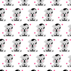 Cute seamless pattern little koala design on white background