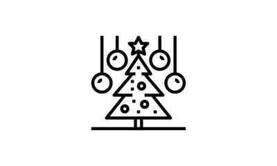 Christmas Tree Vector  christmas tree silhouette Isolated christmas tree icon with star 