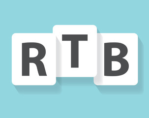 RTB (Real-time bidding) acronym concept written on tiles- vector illustration