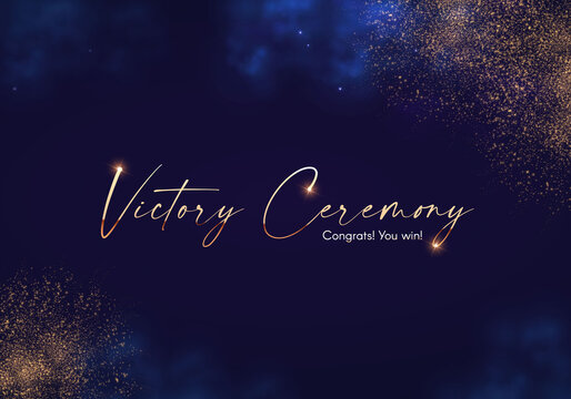 Victory abd Award design. Abstract shining background with gold effect.