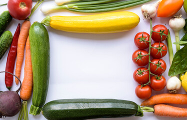 Top view of healthy vegetables for vegan food