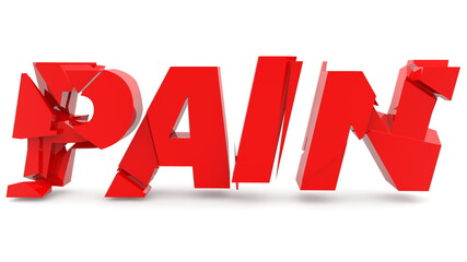 Cracked letters with pain concept