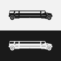 Limo Limousine Silhouette Logo Design Template. Limo is a large luxurious often chauffeur-driven sedan that usually has a glass partition separating the driver's seat from the passenger compartment.