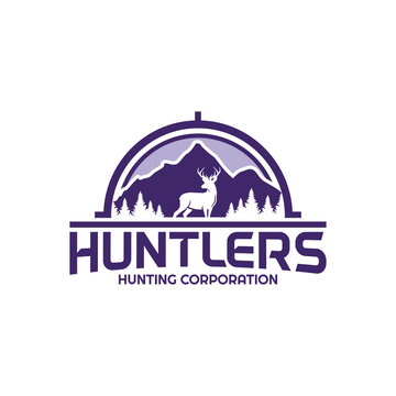 Deer Compass Mountain for Adventure Outdoor Hiking Camping Hunting Sport Gear Business Brand Community Club Classic Unique Hipster Retro Rustic Vintage Silhouette Badge Logo Design Template.