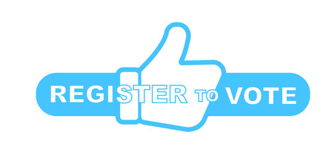 Register to vote sign on white background