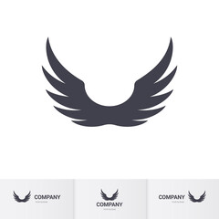 Naklejka na ściany i meble Pair Wings of Bird Icon in Flat Style. Winged Logo Company Icon Flying, Eagle, Falcon, Phoenix, or Hawk Wings. Brand or Logotype on White