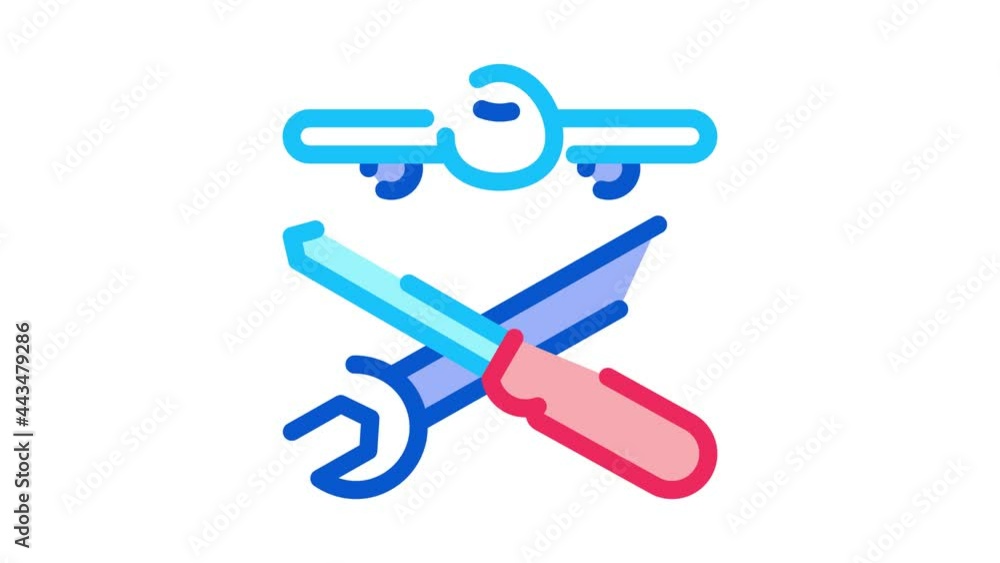 Poster plane instruments icon animation. color plane instruments animated icon on white background