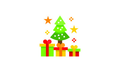 Christmas tree silhouette Isolated Christmas tree icon with star Christmas Tree Vector