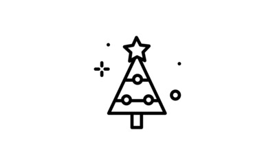 Christmas tree silhouette Isolated Christmas tree icon with star Christmas Tree Vector