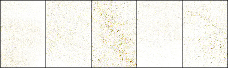 Set of Gold Glitter Texture Isolated on White Background. Golden stardust. Amber Particles Color. Sparkles Rain. Vector Illustration, Eps 10.