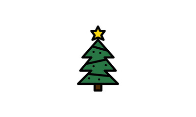 Christmas tree silhouette Isolated Christmas tree icon with star Christmas Tree Vector