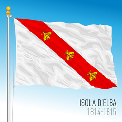 Island of Elba historical flag, Tuscany, Italy, vector illustration, 1814 - 1815 - obrazy, fototapety, plakaty