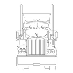  semi truck, front view, flat style, usa truck, lining