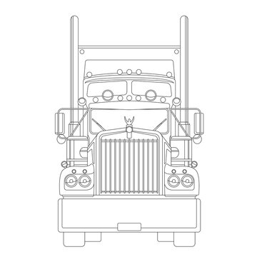 recommend clip art:  semi truck, front view, flat style, usa truck, lining