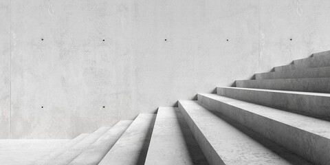 Abstract empty, modern concrete exterior room with large staircase and sunlight - industrial background template concept - obrazy, fototapety, plakaty