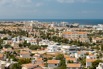 Fototapeta na wymiar Island of Cyprus. View of the city of Protaras from the Church of the Prophet Elijah