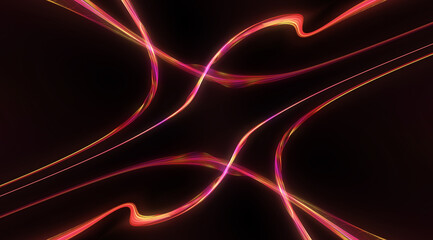 organic smooth and colorful and silky glowing light lines in abstract form and black background